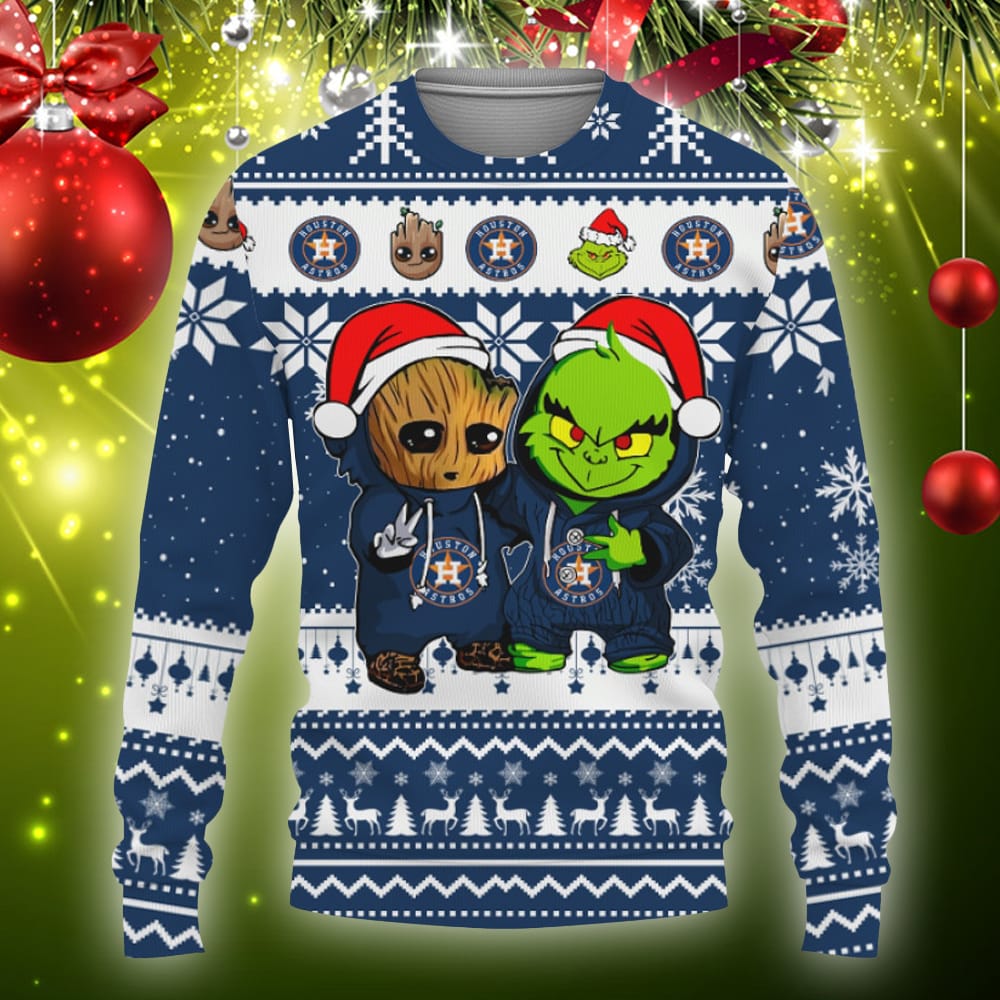 Oakland Athletics Baby Groot And Grinch Ugly Christmas 3D Hoodie