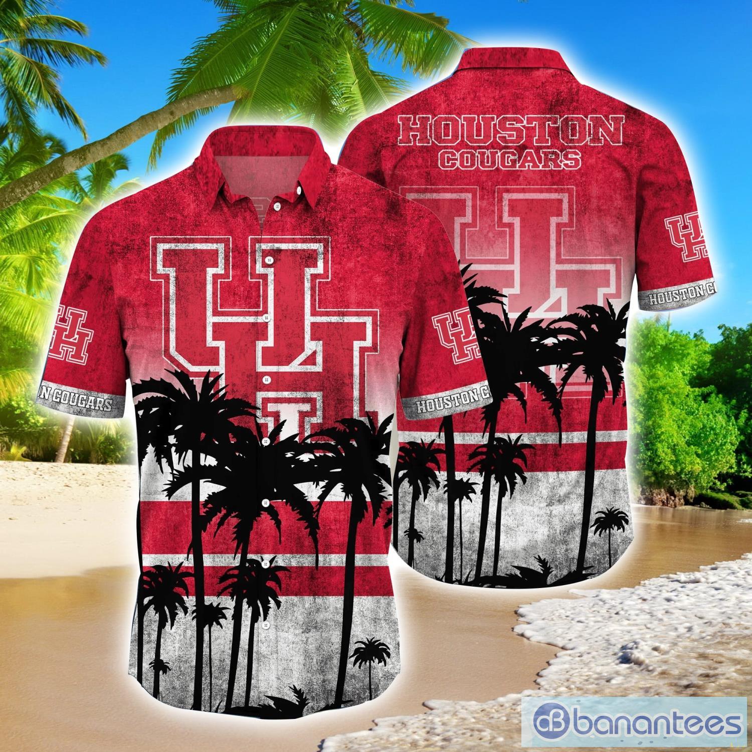 Houston Cougars Logo Coconut Tropical Hawaiian Shirt Beach Gift For Fans Product Photo 1