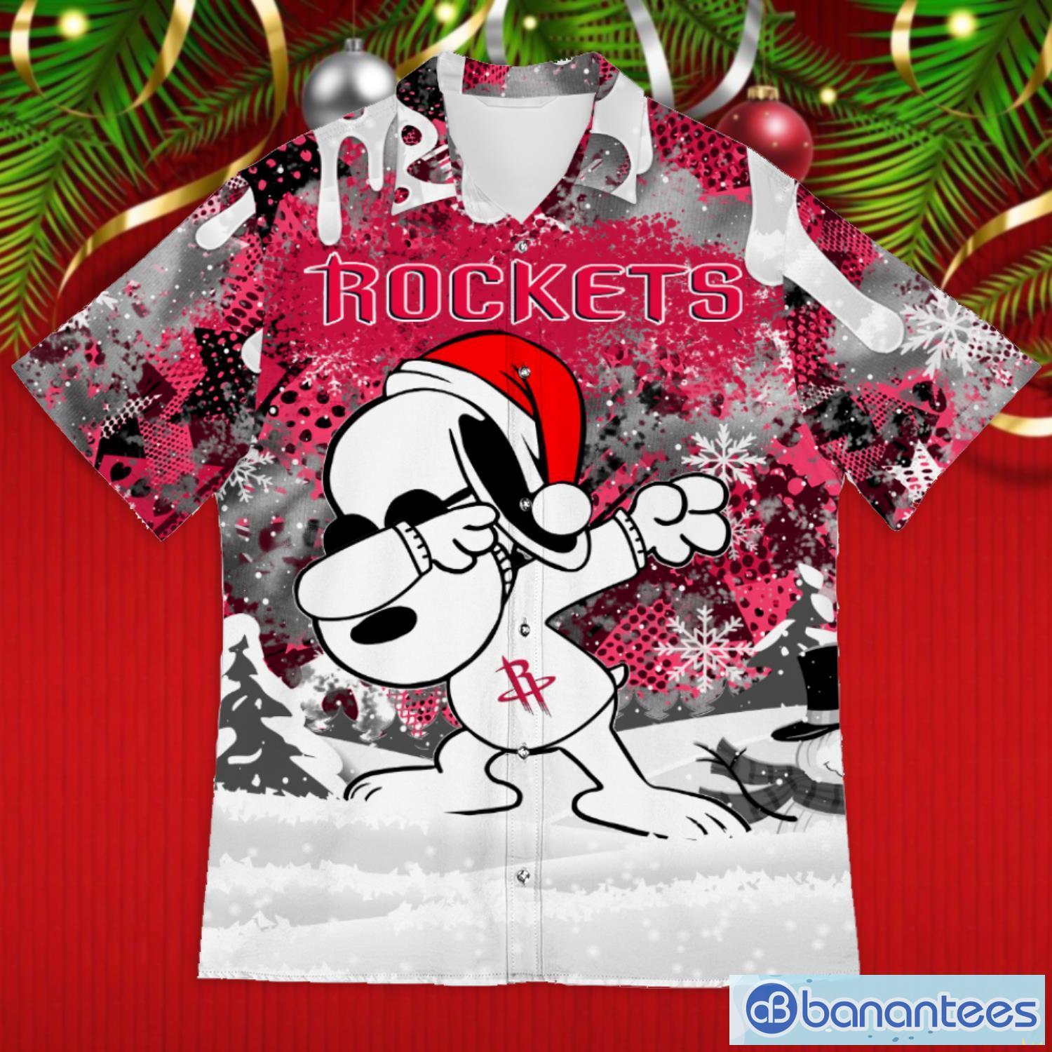 Houston Rockets Snoopy Dabbing The Peanuts 2023 Christmas Gift Hawaiian Shirt Product Photo 1