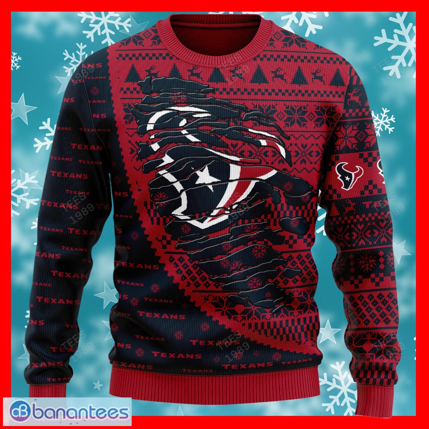 Houston Texans Logo Custom Name For Football Fans Ugly Christmas