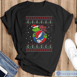 How The Grinch Stole Your Face Grateful 2023 Ugly Merry Christmas Shirt - Black T-Shirt