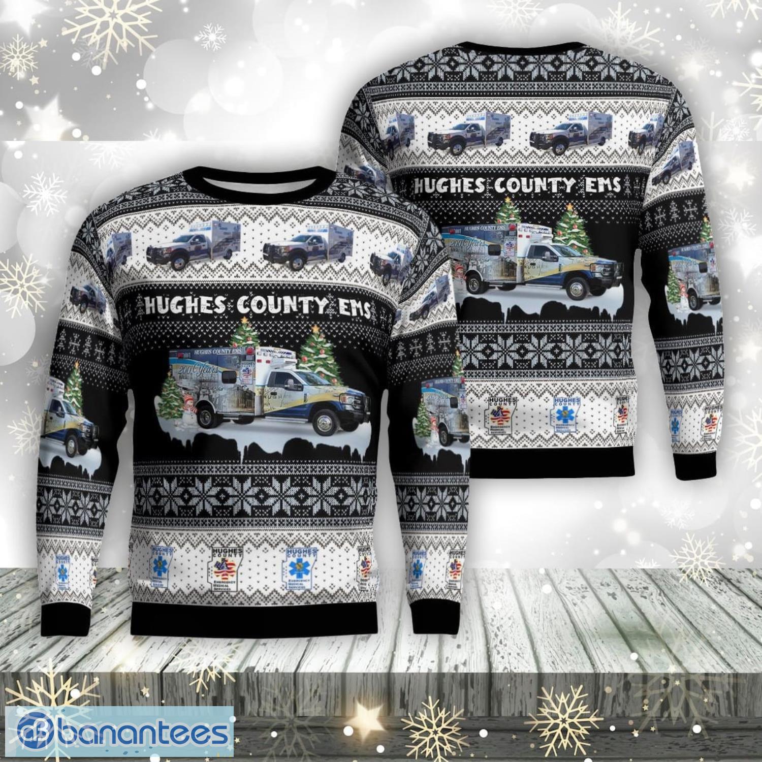 hughes county emergency medical service aop christmas ugly sweater christmas season gift image Hughes County Emergency Medical Service AOP Christmas Ugly Sweater Christmas Season Gift Product Photo 1