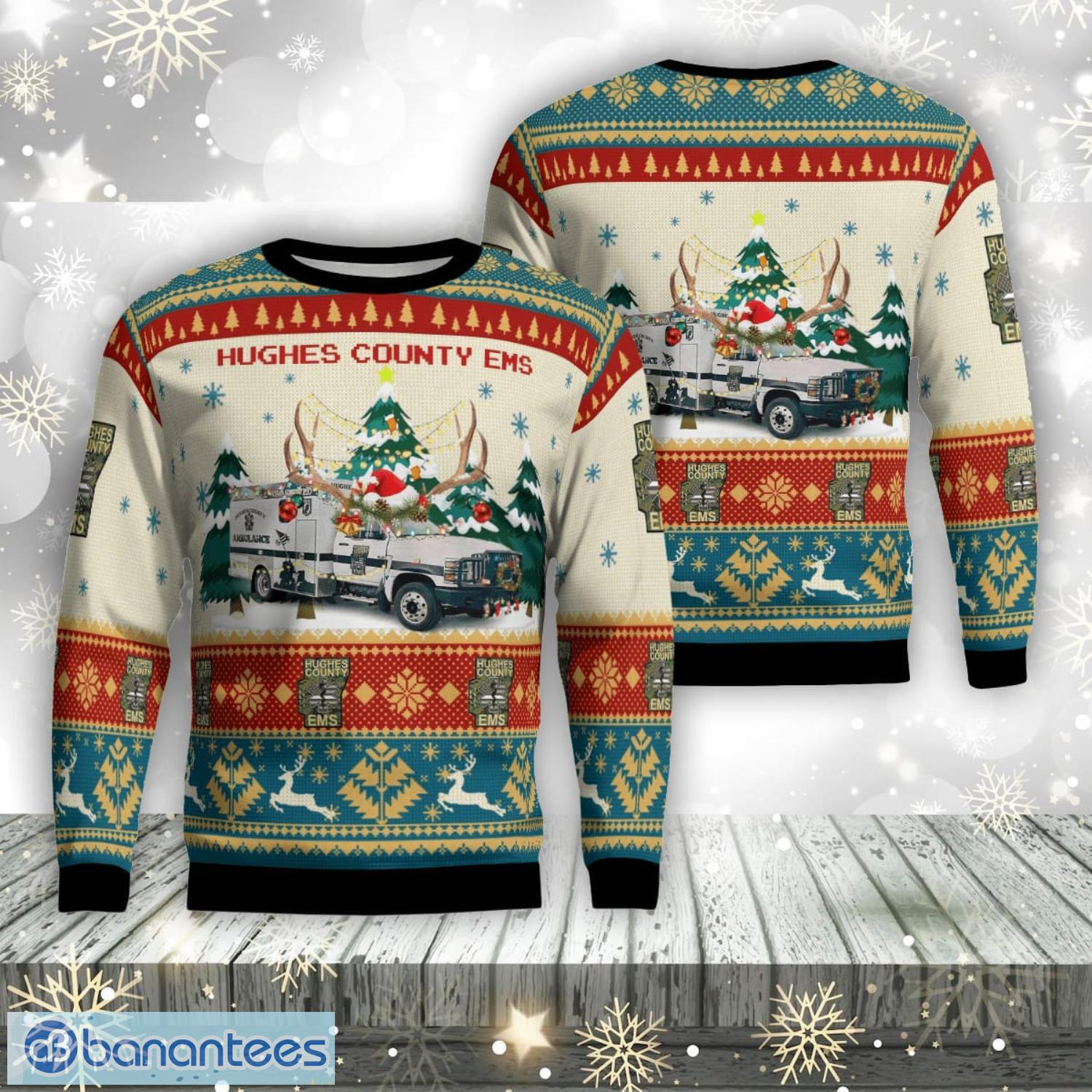 hughes county ems aop ugly sweater christmas season gift image Hughes County EMS AOP UGLY Sweater Christmas Season Gift Product Photo 1