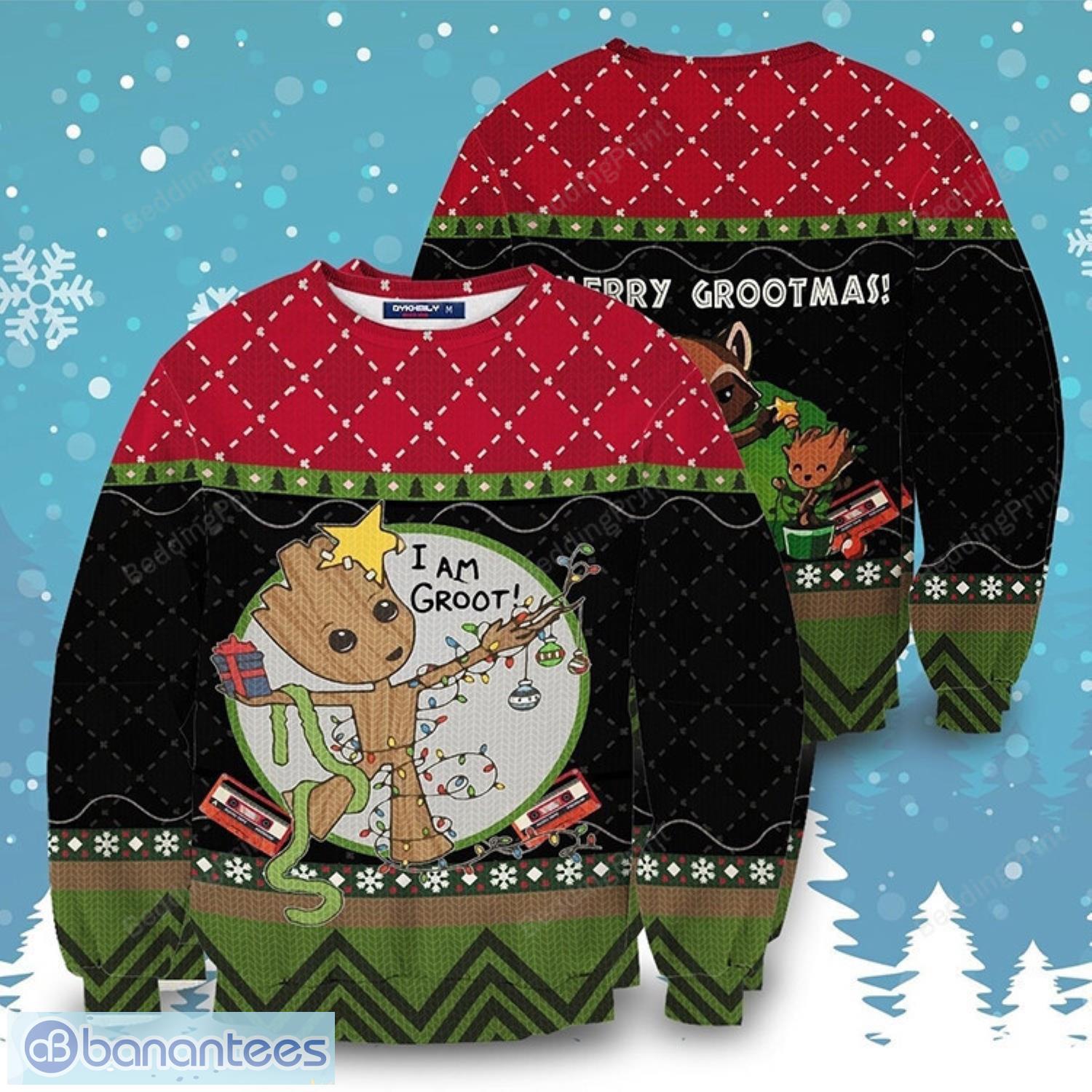 i am groot merry grootmas 3d ugly christmas sweater christmas gift image I am Groot Merry Grootmas 3D Ugly Christmas Sweater Christmas Gift Product Photo 1