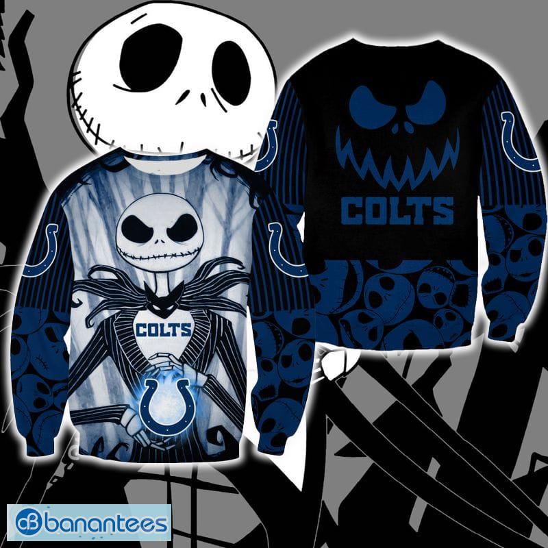 Indianapolis Colts Jack Skellington Cosy Christmas Ugly Sweater Halloween For Men And Women - Indianapolis Colts Jack Skellington Cosy Christmas Ugly Sweater Halloween For Men And Women