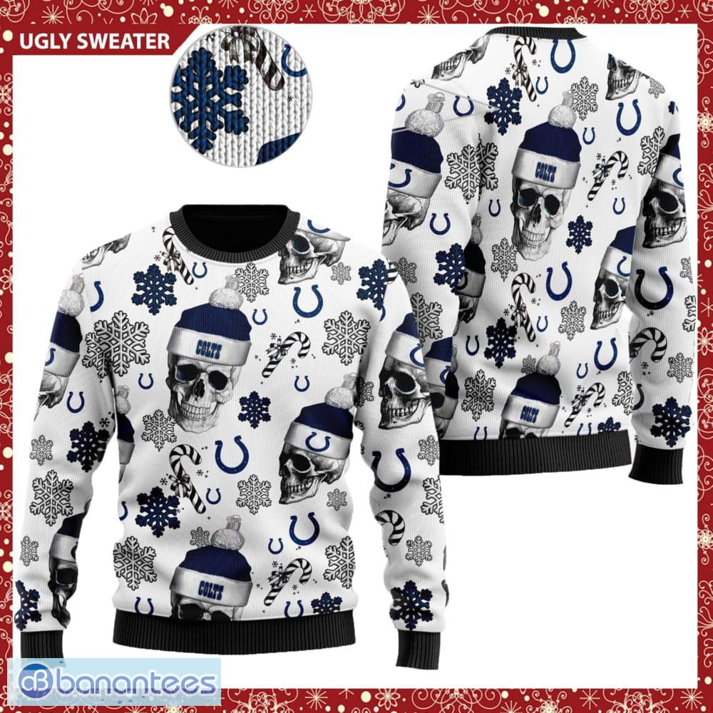 Indianapolis Colts Christmas Skull Halloween Ugly Christmas Sweater Xmas -  Banantees