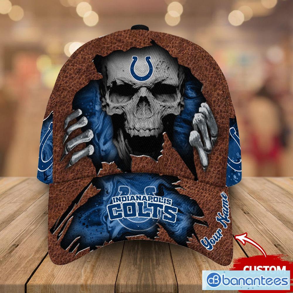 Indianapolis Colts NFL Skull Personalized Brown 3D Hat Cap Mens