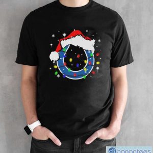 Indianapolis Colts Santa Hat Christmas Light Shirt - Black Unisex T-Shirt