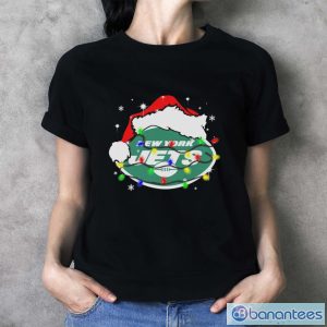 New York Jets Santa Hat Christmas Light Shirt - Ladies T-Shirt