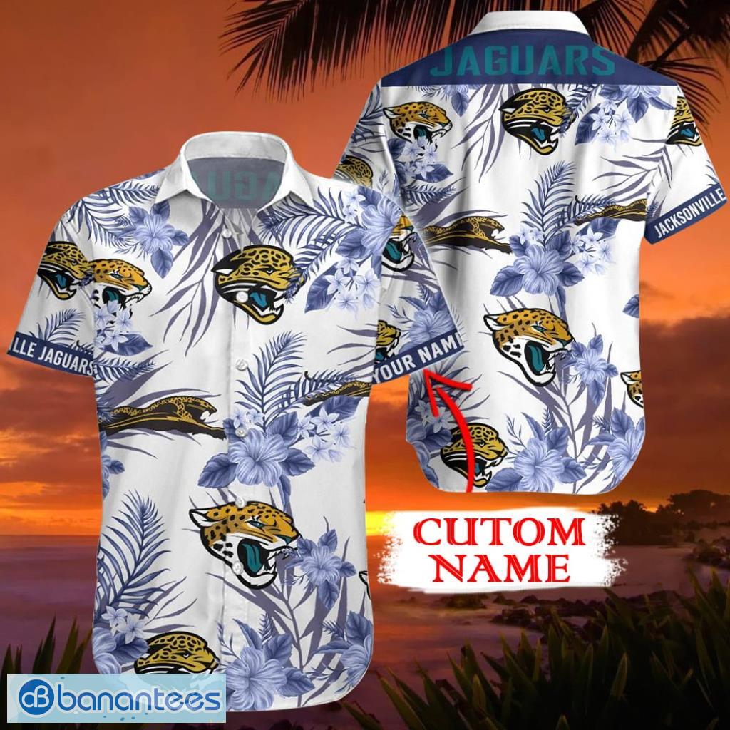 Jacksonville Jaguars Logo History Nfl Aloha Tropical Hawaiian Shirt Product Photo 1