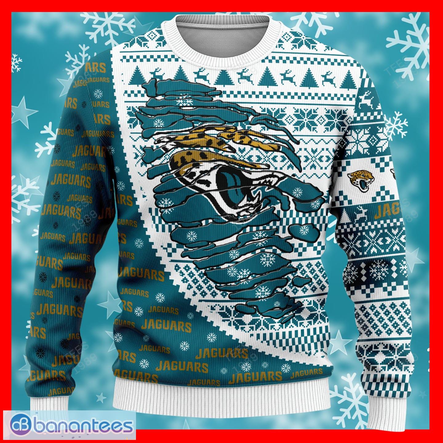 Custom Name And Number Jaguars NFL Ugly Christmas Sweater