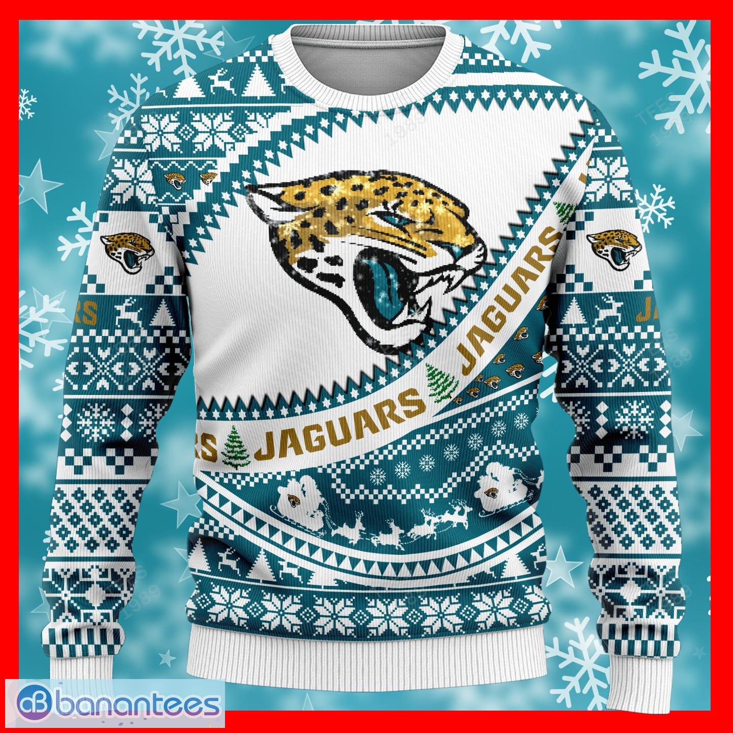 NFL Jacksonville Jaguars Blue Celebrate AOP Ugly Christmas Sweater