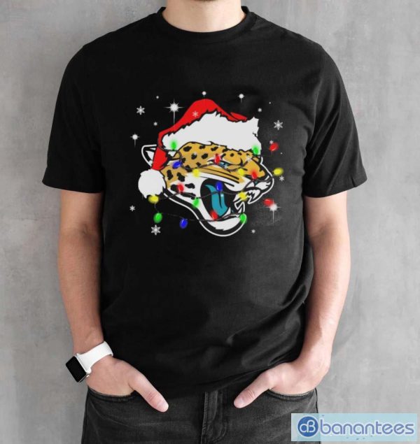 Jacksonville Jaguars Santa Hat Christmas Light Shirt - Black Unisex T-Shirt
