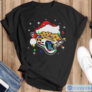 Jacksonville Jaguars Santa Hat Christmas Light Shirt - Black T-Shirt