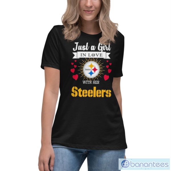 Just A Girl In Love Pittsburgh Steelers With Her Shirt - Women's Relaxed Short Sleeve Jersey Tee
