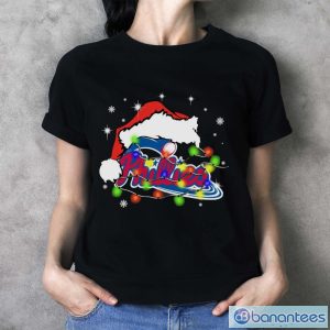 Santa Hat Philadelphia Phillies Light Christmas Shirt - Ladies T-Shirt