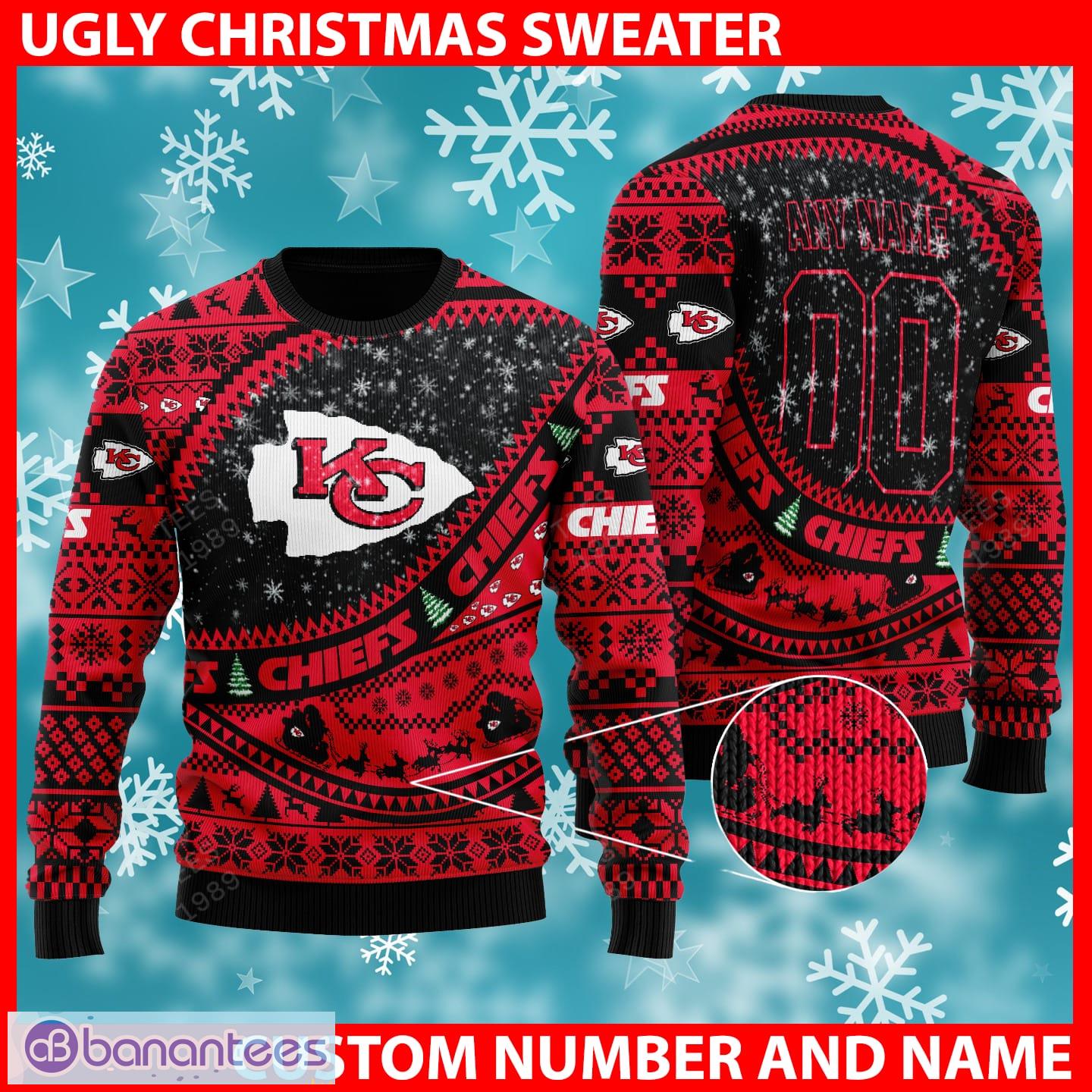 Kansas City Chiefs Christmas Snow Heart Pattern Ugly Christmas