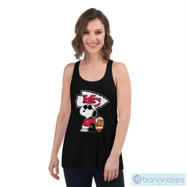 Kansas City Chiefs Nfl X Snoopy Dog Peanuts Unisex Adult T-Shirt - Women's Flowy Racerback Tank