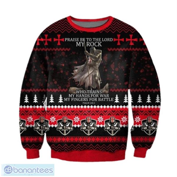 Knight Templar, Praise be to the Lord, my Rock! Psalm 3D Ugly Christmas Sweater Christmas Gift Product Photo 1