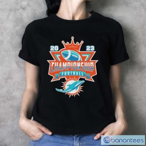 Miami Dolphins Football NFL 2023 Championship Crown Logo Shirt - Ladies T-Shirt