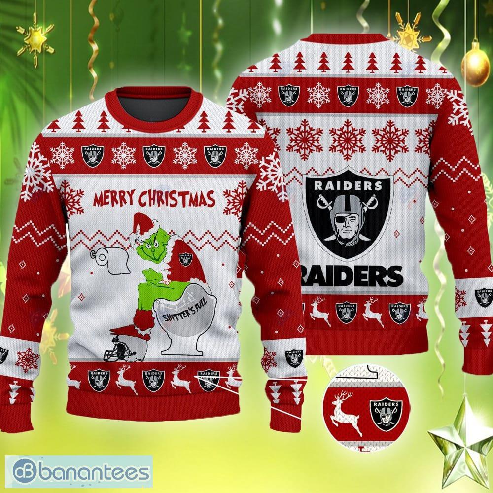 Santa Grinch Oakland Raiders toilet Christmas ugly sweater, shirt, hoodie