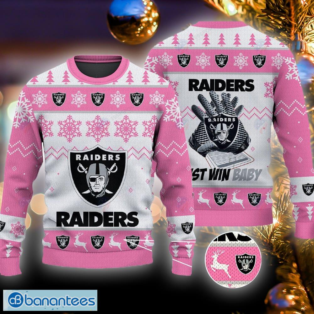 Las Vegas Raiders NFL Rugby Gloves Pattern Ugly Xmas Pink 3D