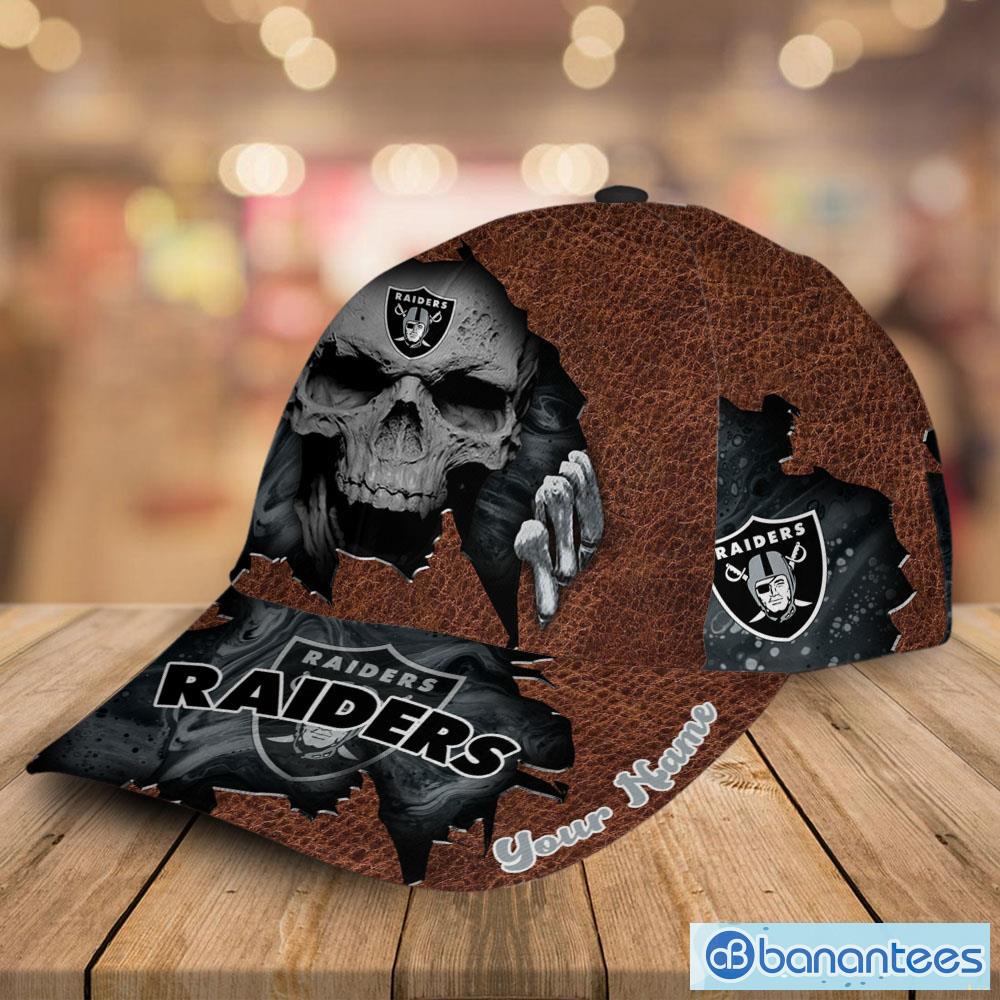 Las Vegas Raiders NFL Skull Personalized Brown 3D Hat Cap Mens