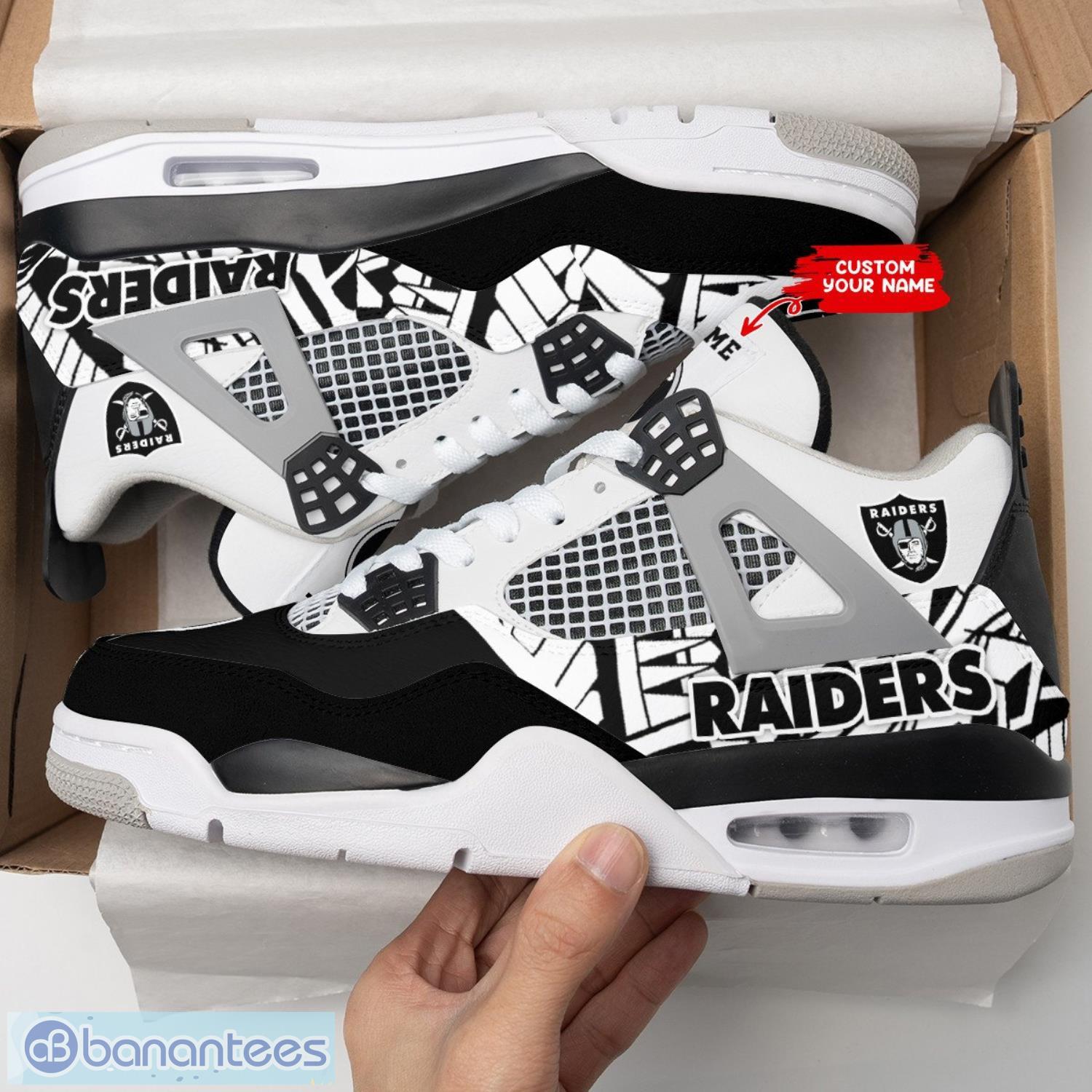 Las Vegas Raiders Personalized Air Jordan 4 Sneaker, Raiders
