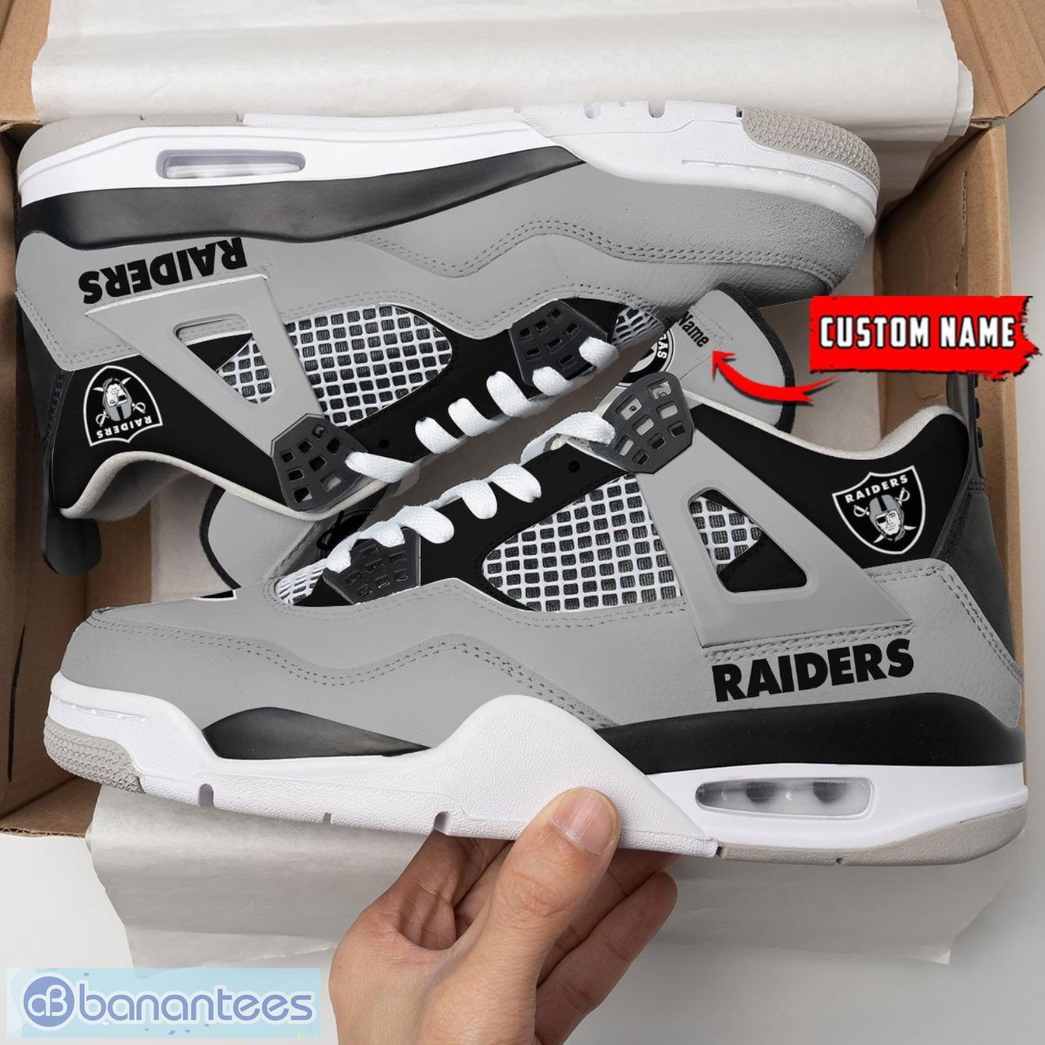 Las Vegas Raiders Personalized Name NFL Air Jordan 4 Trending Sneaker  Unique Gift For Fans Men Women