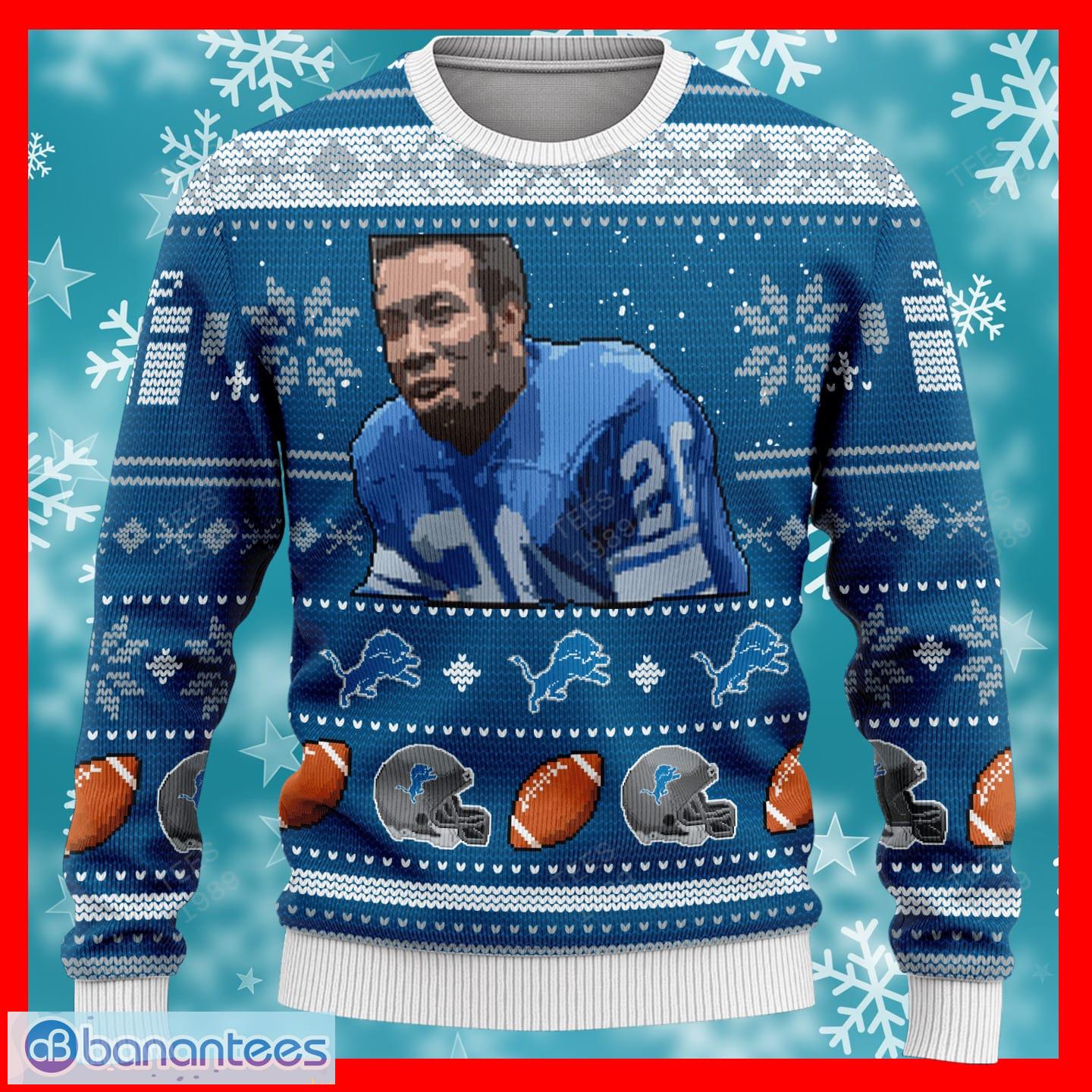 Christmas Gift Detroit Lions Christmas Snowflakes Pattern 3D Ugly