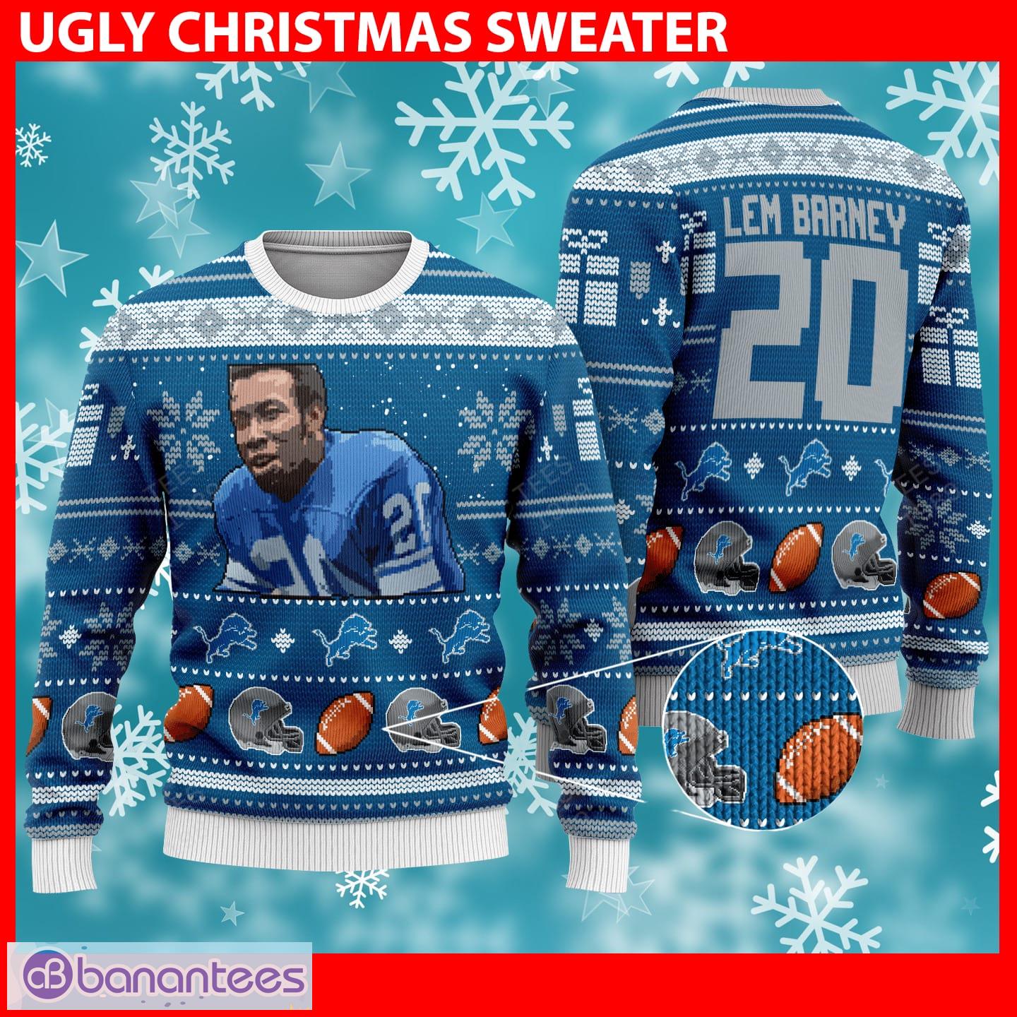 Christmas Gift Detroit Lions Christmas Snowflakes Pattern 3D Ugly