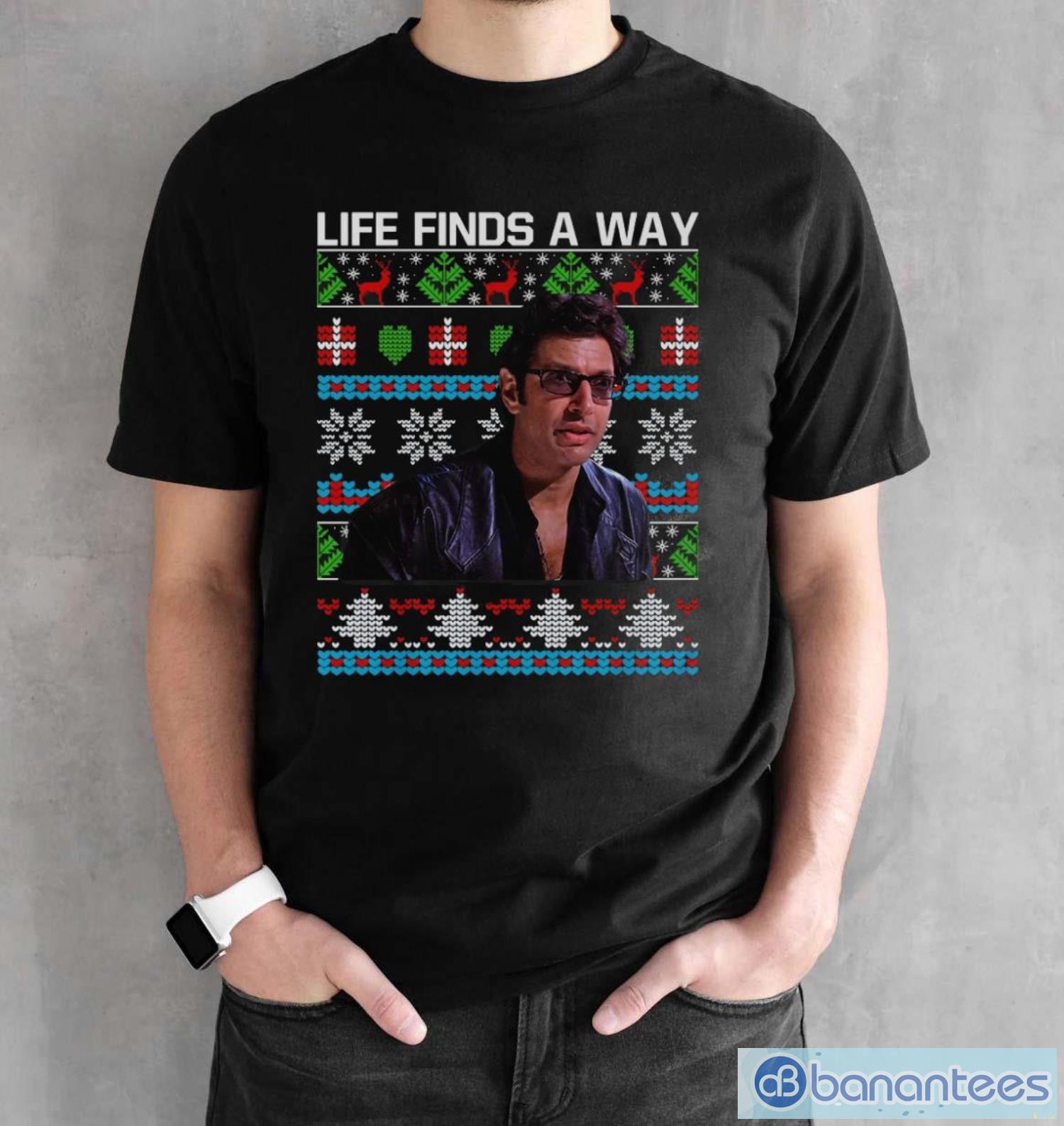 life-finds-a-way-ugly-christmas-sweatshirt-ian-malcolm-chrismtas-shirt-1.jpg Life Finds A Way Ugly Christmas Sweatshirt, Ian Malcolm Chrismtas Shirt - Black Unisex T-Shirt
