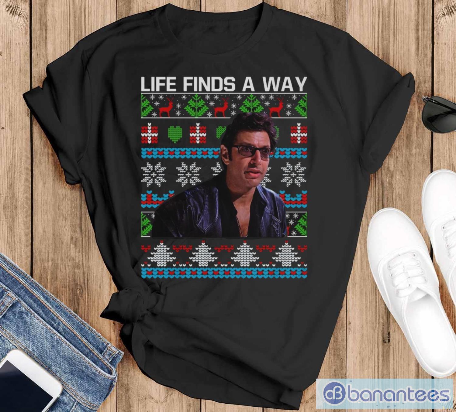 life-finds-a-way-ugly-christmas-sweatshirt-ian-malcolm-chrismtas-shirt.jpg Life Finds A Way Ugly Christmas Sweatshirt, Ian Malcolm Chrismtas Shirt - Black T-Shirt