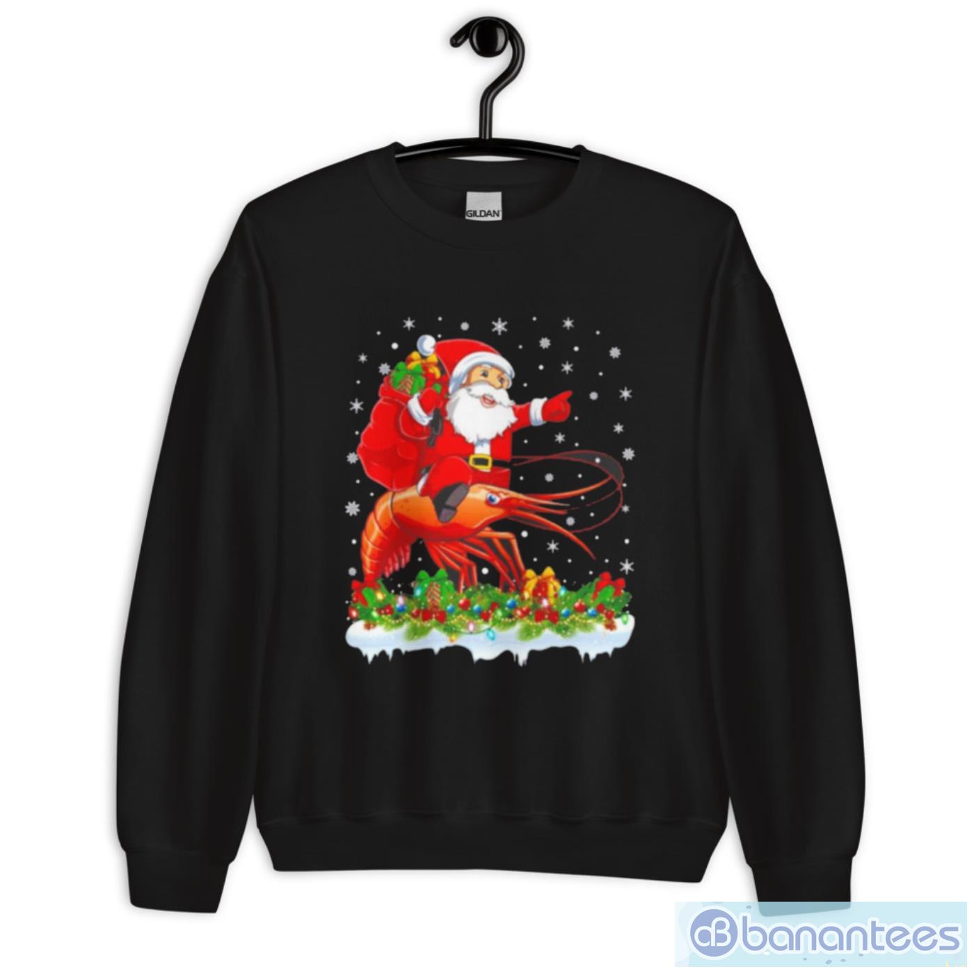 lighting-xmas-santa-claus-riding-prawn-fish-christmas-shirt-2.jpeg Lighting Xmas Santa Claus Riding Prawn Fish Christmas Shirt - Unisex Crewneck Sweatshirt