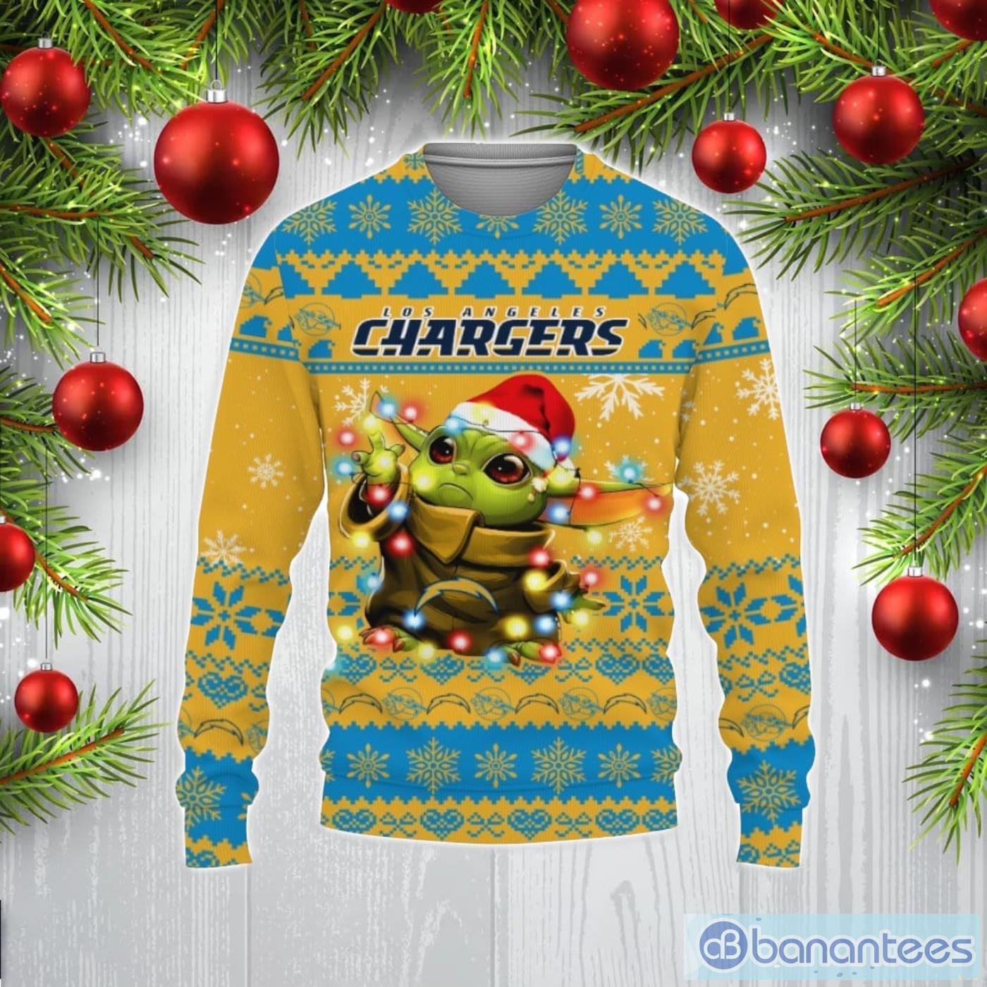 Baby Yoda NFL Los Angeles Chargers Custom Christmas Gift All Over