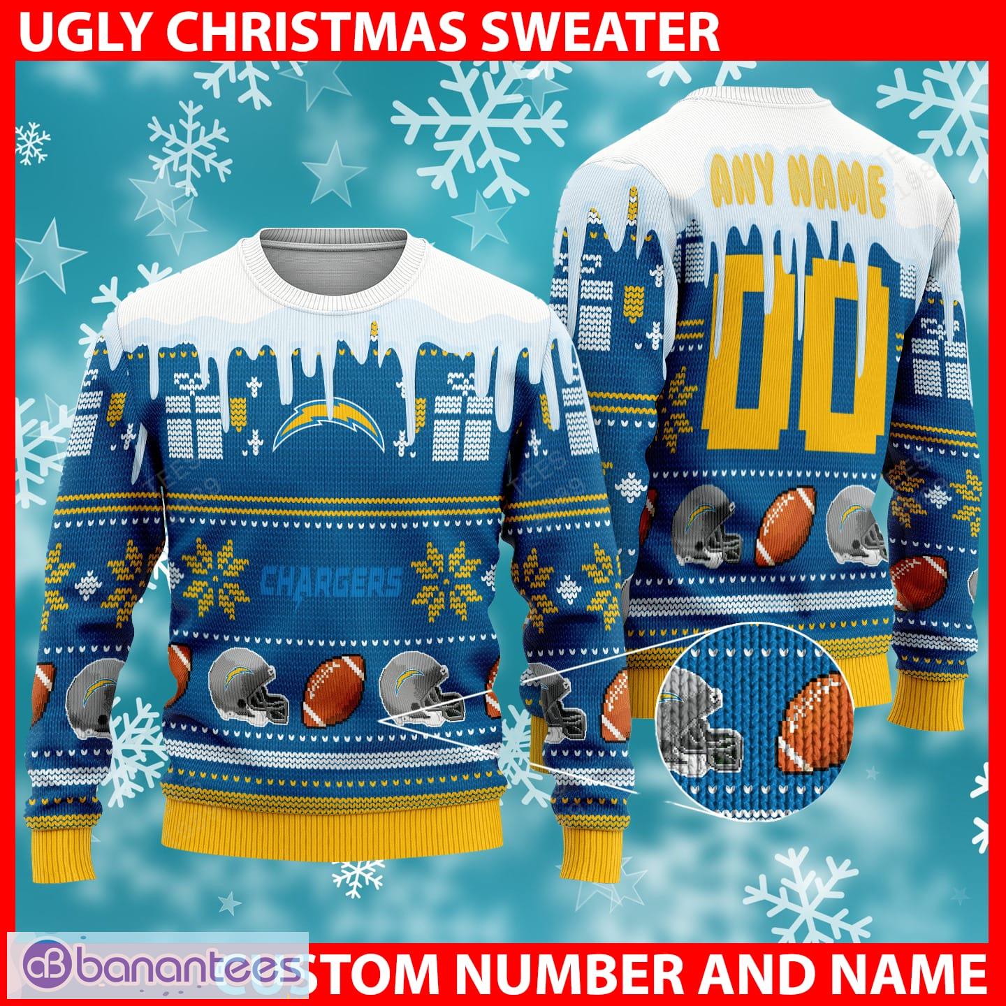 La Chargers Nfl Custom Name Number Ugly Christmas Sweater