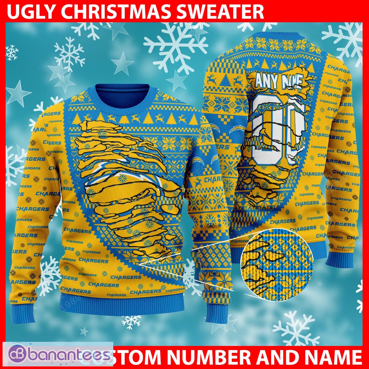 La Chargers Nfl Custom Name Number Ugly Christmas Sweater