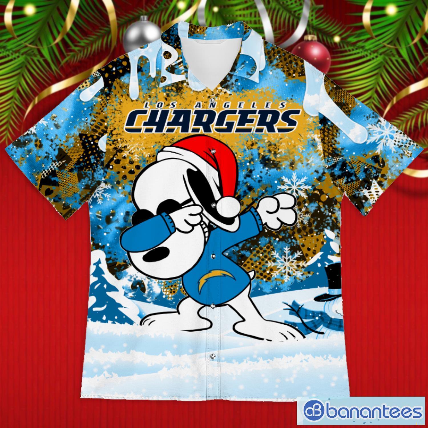 Los Angeles Chargers Snoopy Dabbing The Peanuts 2023 Christmas Gift Hawaiian Shirt Product Photo 1