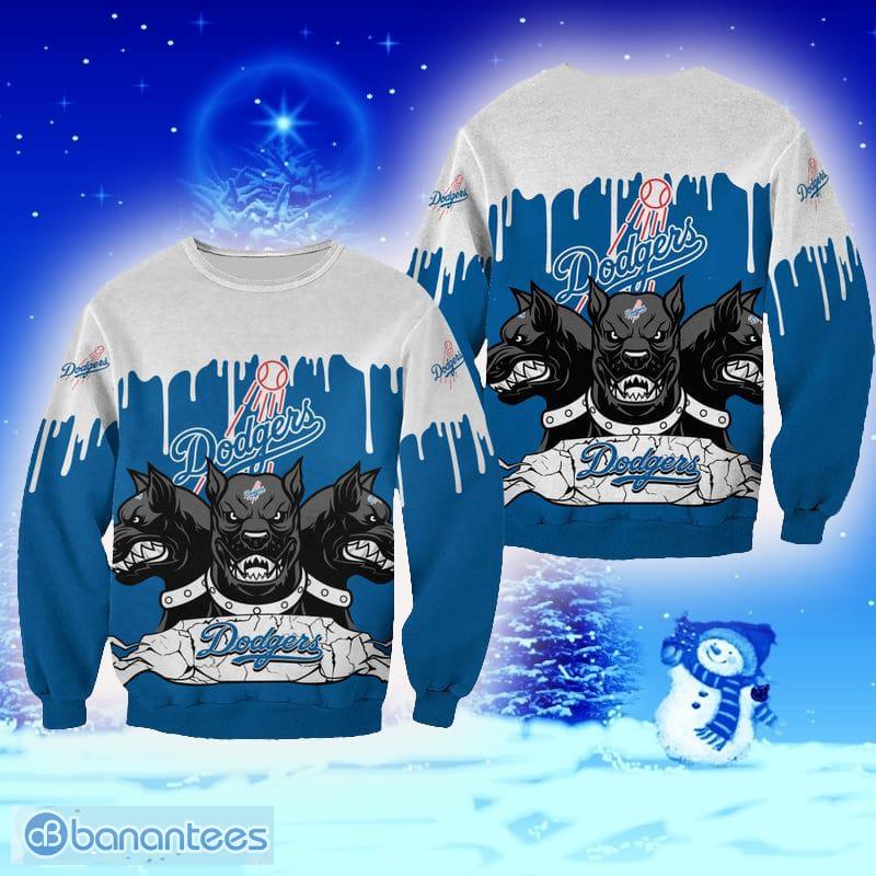 Custom Dodgers Christmas Sweater Baby Yoda Sunglasses Los Angeles