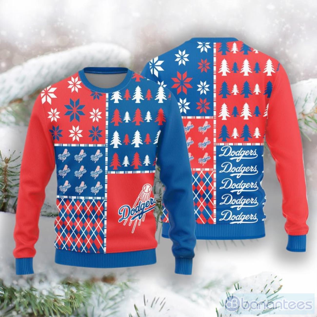 Los Angeles Dodgers MM Logo Knitted Pattern Ugly Christmas Sweater -  Banantees