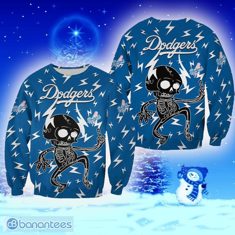 Los Angeles Dodgers Skull Pattern Ugly Christmas Sweater - Banantees