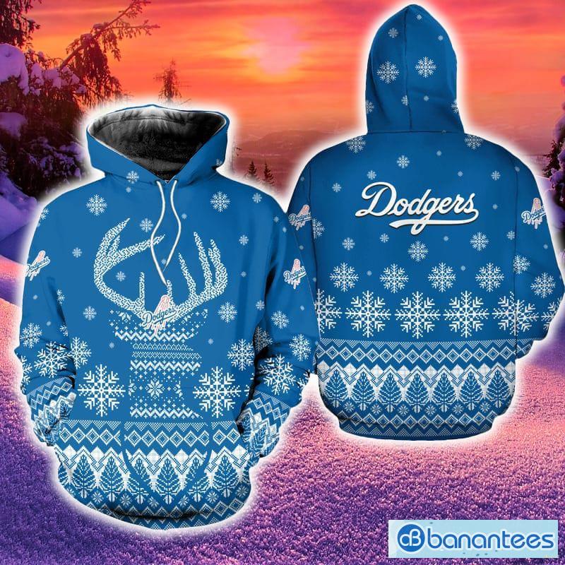 Los Angeles Dodgers Reindeer Hoodie Zip Hoodie Blue Print Holiday
