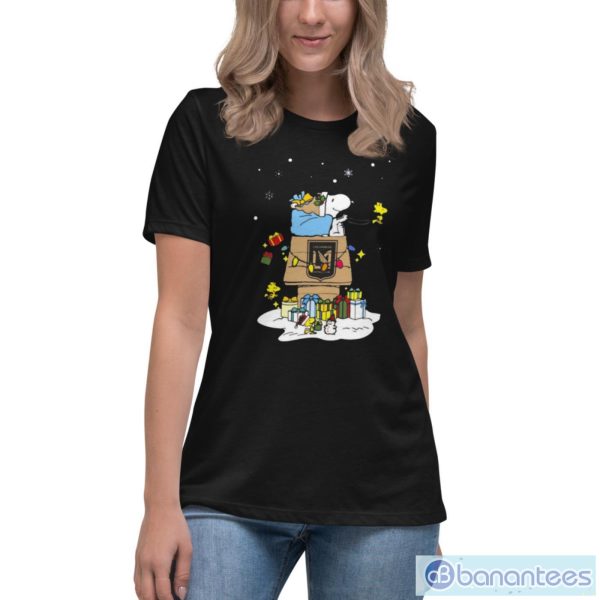 Los Angeles Fc Santa Snoopy Wish You A Merry Christmas 2022 Shirt - Women's Relaxed Short Sleeve Jersey Tee