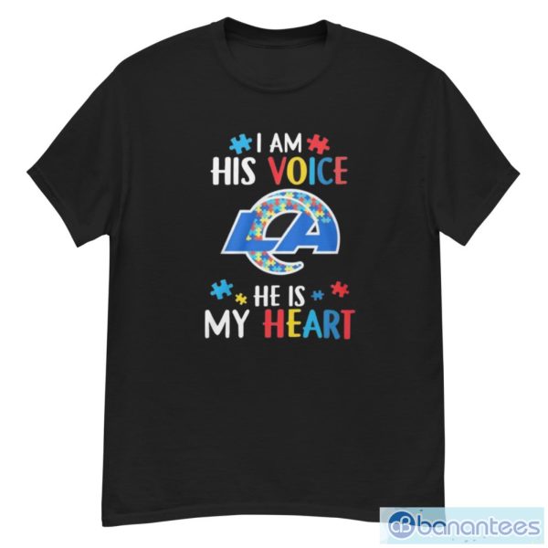 Los Angeles Rams Autism I Am His Voice He Is My Heart T-Shirt - G500 Men’s Classic T-Shirt