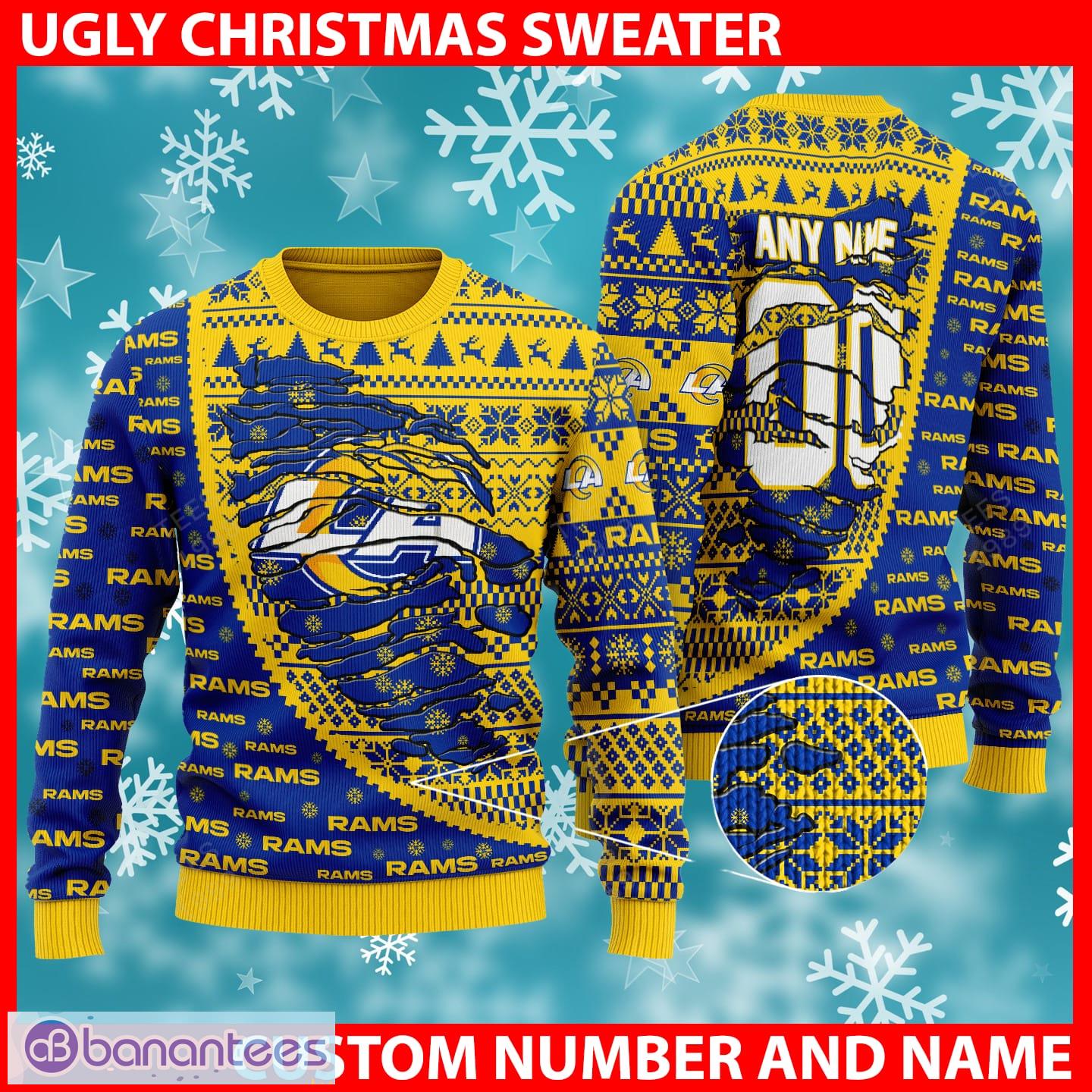 Los Angeles Rams Christmas Cool Reindeer 3D Ugly Christmas Sweater For Fans  - Banantees