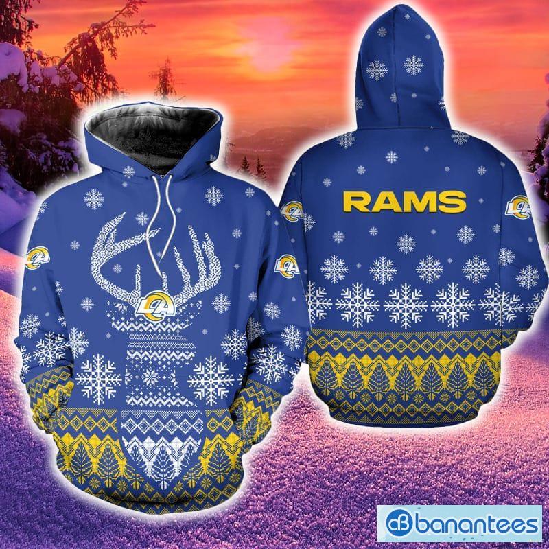 Los Angeles Rams Reindeer Hoodie Zip Hoodie Blue Print Holiday Gift For  Fans Christmas - Banantees