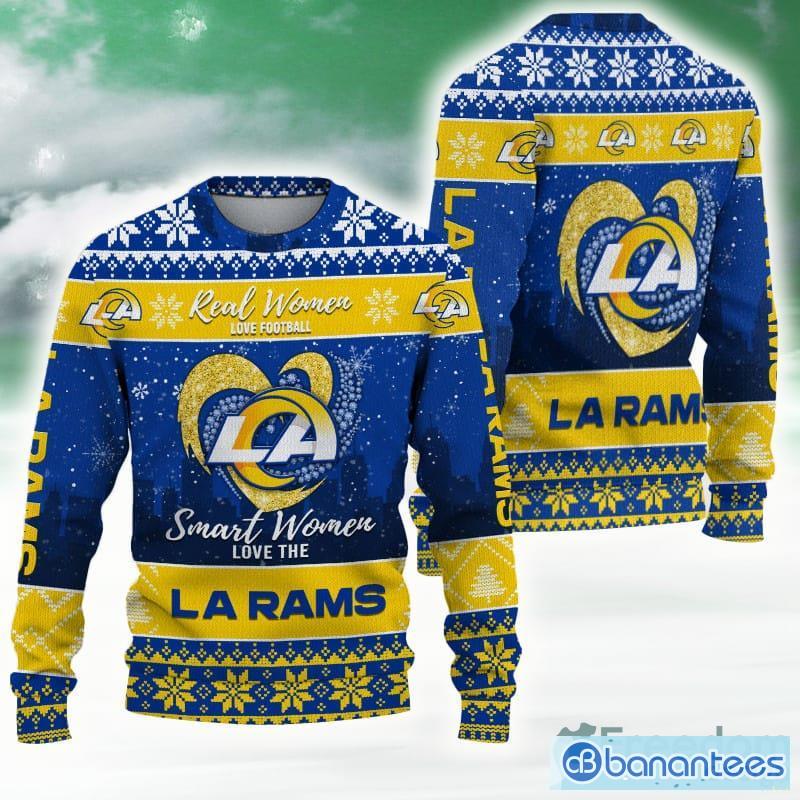 Real Women Love Football Smart Women Love The Los Angeles Rams Ugly  Christmas Sweater Christmas Gift For Fans