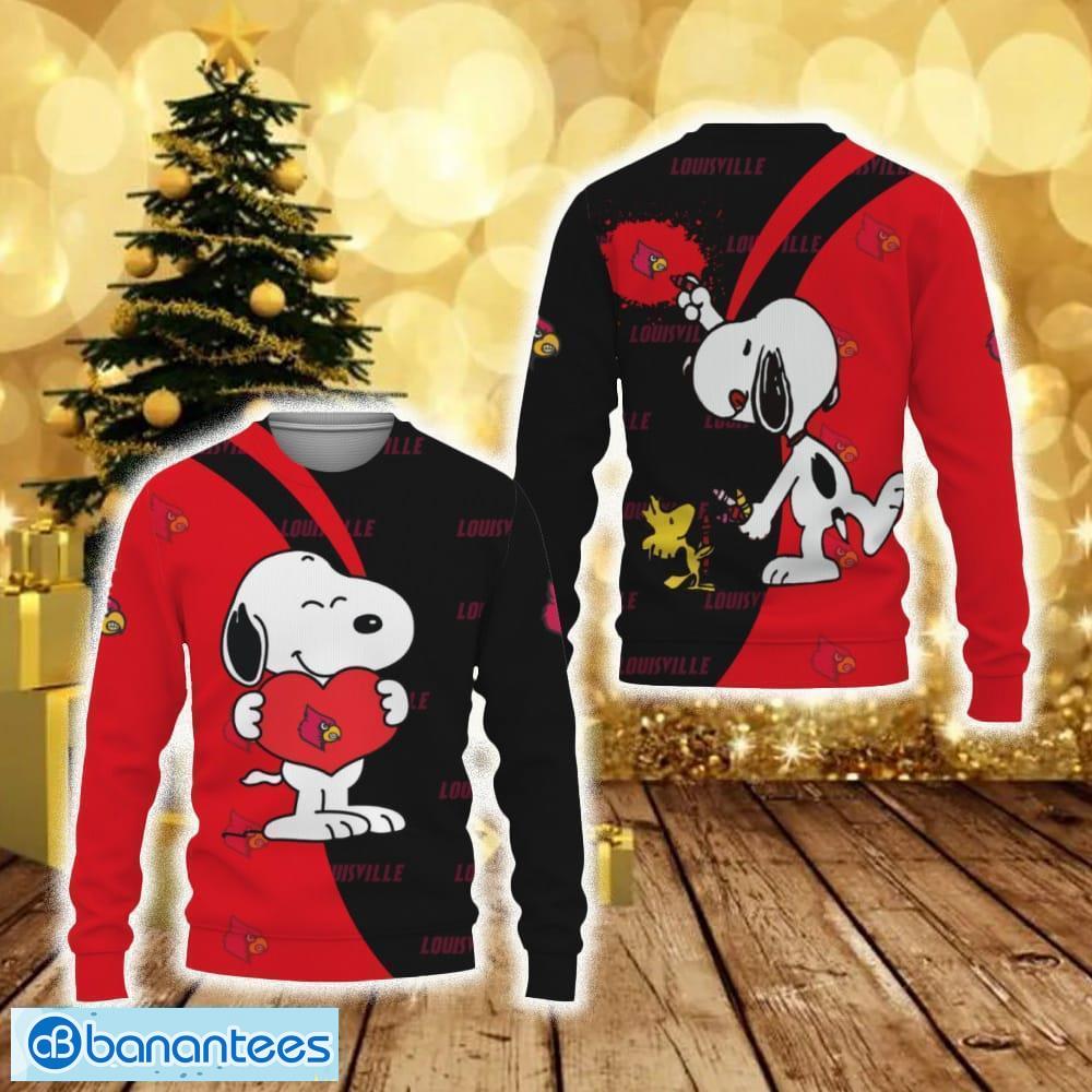 Louisville Cardinals Snoopy Cute Heart American Sports Team Funny 3D Sweater  For Men And Women Gift Christmas - Banantees