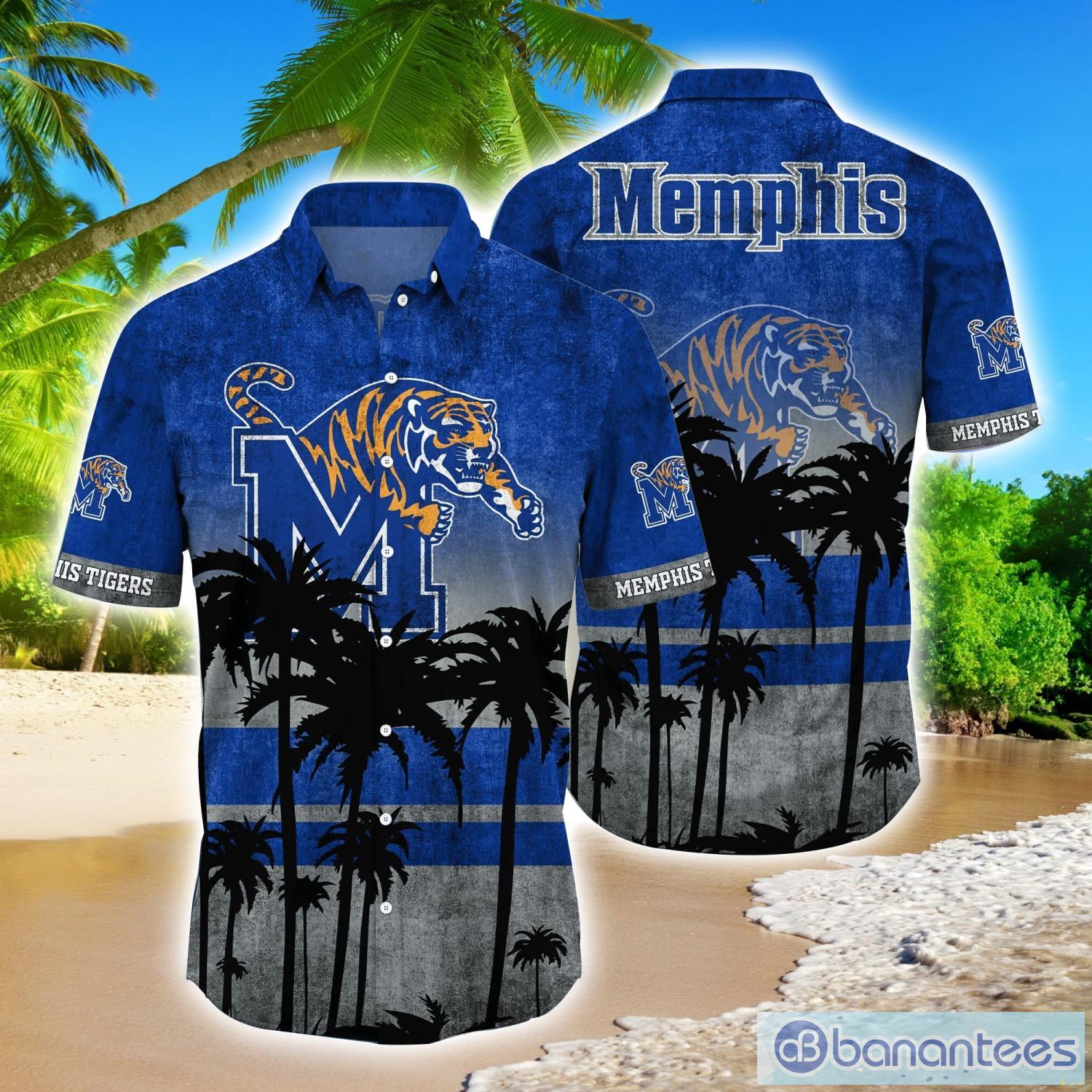 Memphis Tigers Summer Hawaiian Shirt, With Tropical Flower Pattern for Fans  - Bluefink