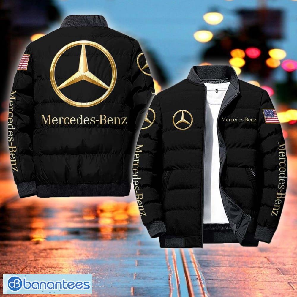 Mercedes-Benz Car Racing Logo Black Puffer Jacket For Men And Women -  Banantees
